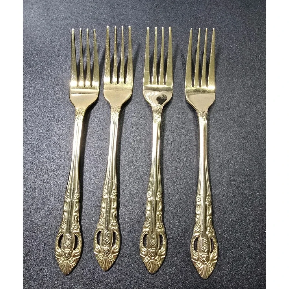 Hampton Silversmith Vintage Gold Plated Dinner Forks Set Of 4 Versailles